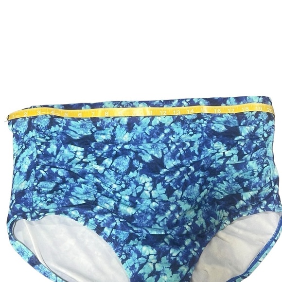 Swimsuits For All Women's Plus Size Shirred High Waist Swim Brief in Blue - Picture 3 of 10
